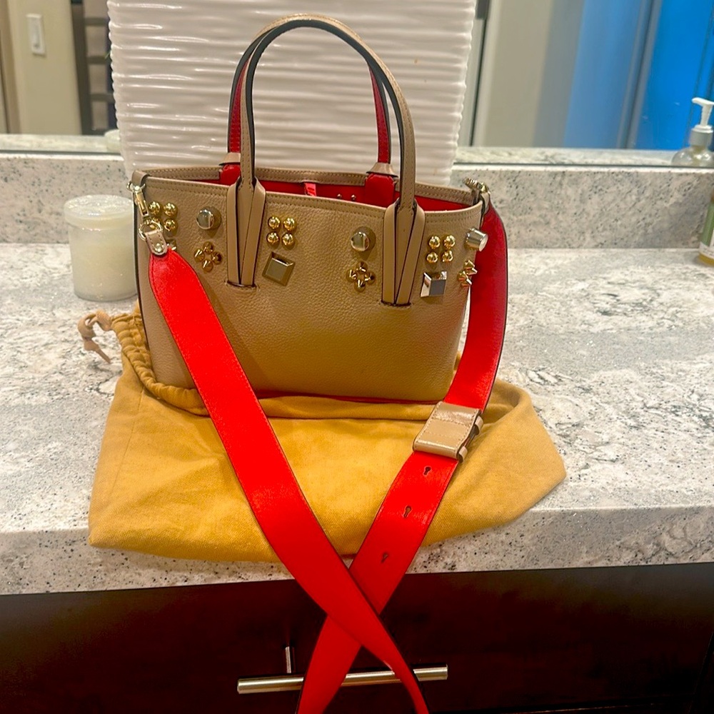 Christian Louboutin Tan Crossbody Bag with Structured Elegance